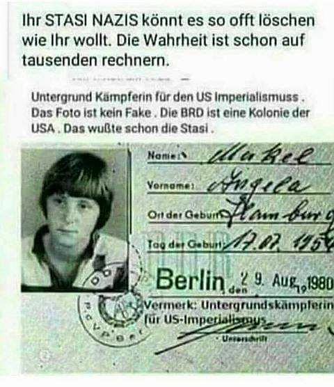 DDR-Führerschein von Angela Merkel mit falschem Aufdruck "Untergrundskämpferin für US-Imperialismus"
